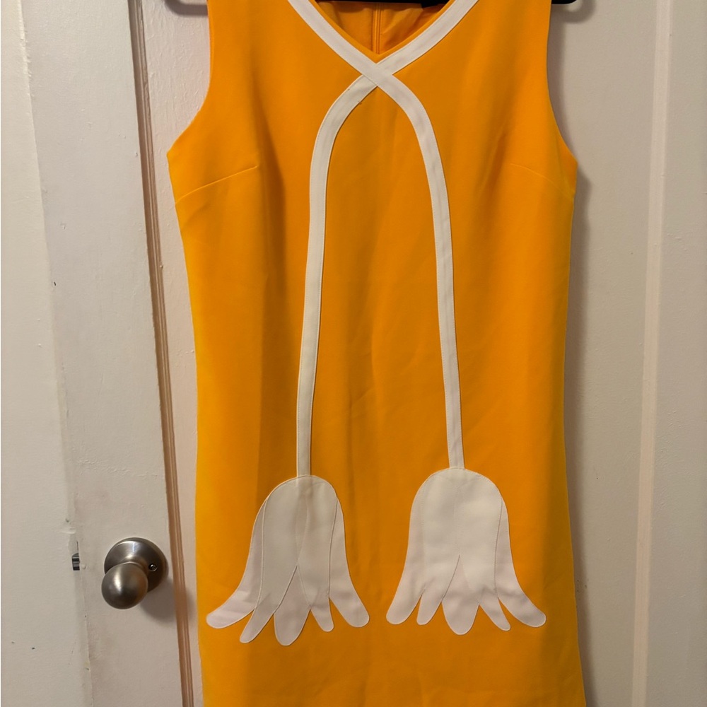 Victoria Beckham for Target Orange Sleeveless Dress with White Floral Design